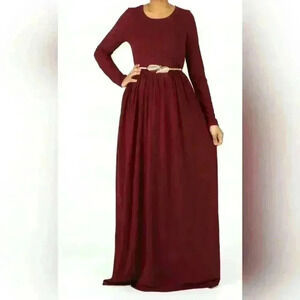 NEW NWT Women's Kabayare Maroon ORIGINAL Milk Silk Maxi Dress